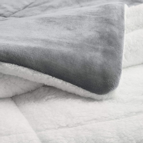 3-Piece Bedding Set, Micromink Sherpa Blanket Bed Set with 2 Pillow Shams, Ultra-Soft, Fray- Resistant (Charcoal) - Full / Queen 3-Piece Bedding Set, Micromink Sherpa Blanket Bed Set with 2 Pillow Shams, Ultra-Soft, Fray- Resistant (Charcoal) - Full / Queen